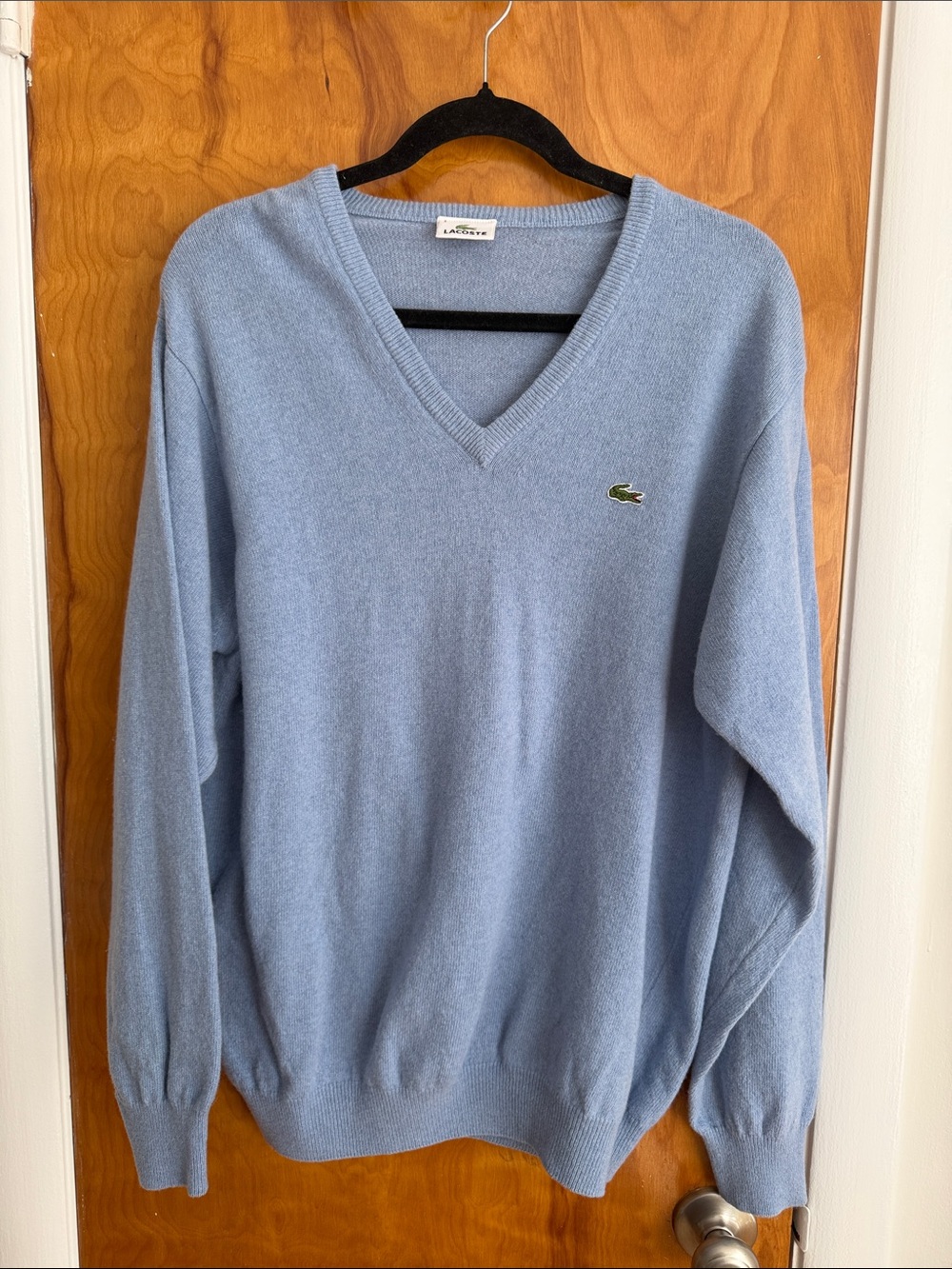 Lacoste Baby Blue V-Neck Men's Sweater size 4 is Men’s Medium